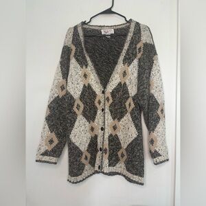 GINA PETERS SPORT VINTAGE KNIT BUTTON UP CARDIGAN SZ LARGE